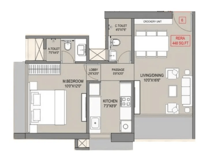 Vidisha Shreyaan Heights Unit plan - 448 sq.ft.