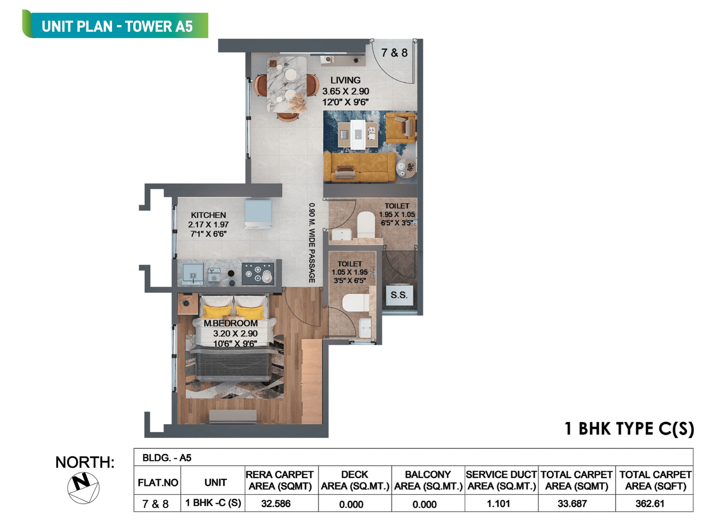 Puraniks Rahayu Unit plan - 362 sq.ft.