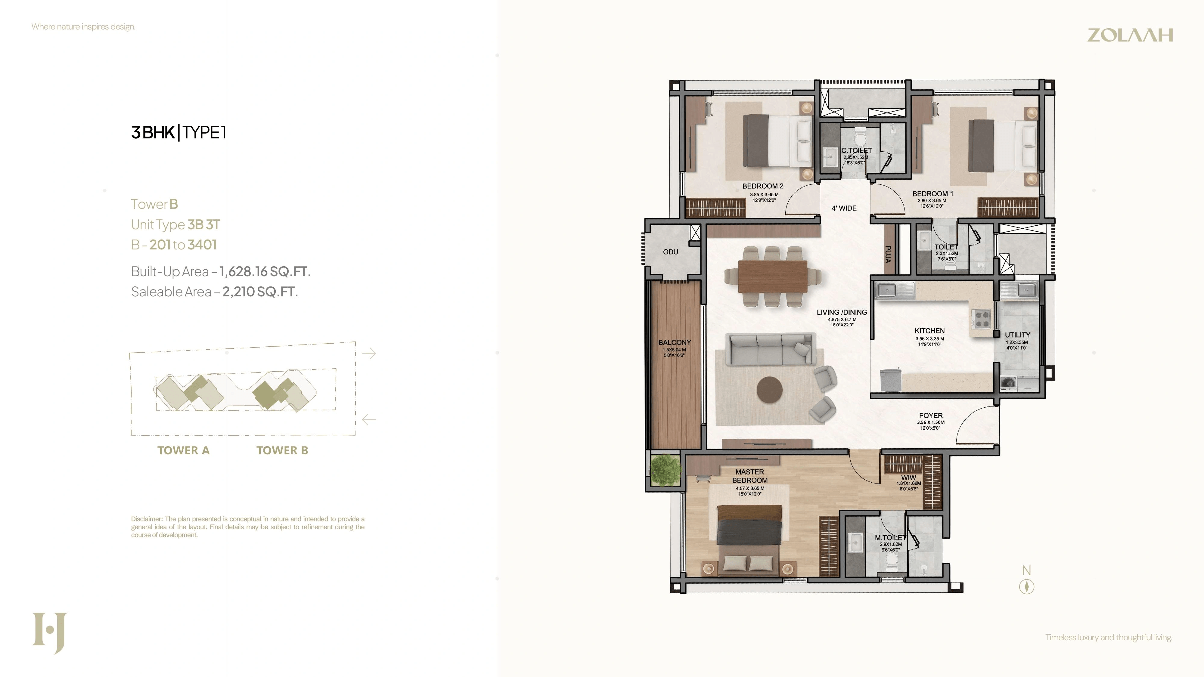 Houze of jindal Zolaah Unit plan - 1510 sq.ft.