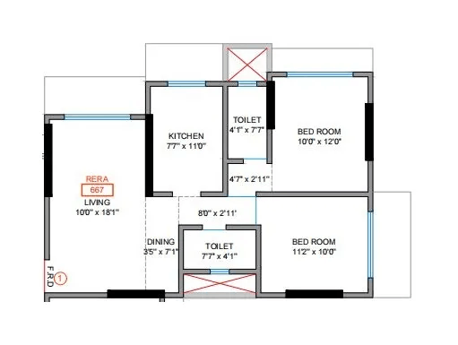 Unit plan - 667 sq.ft.
