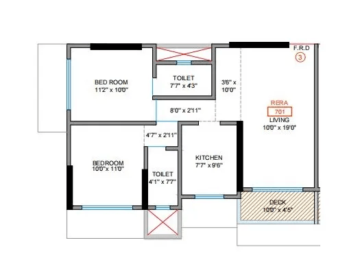 Rishabraj Ceramont Unit plan - 701 sq.ft.