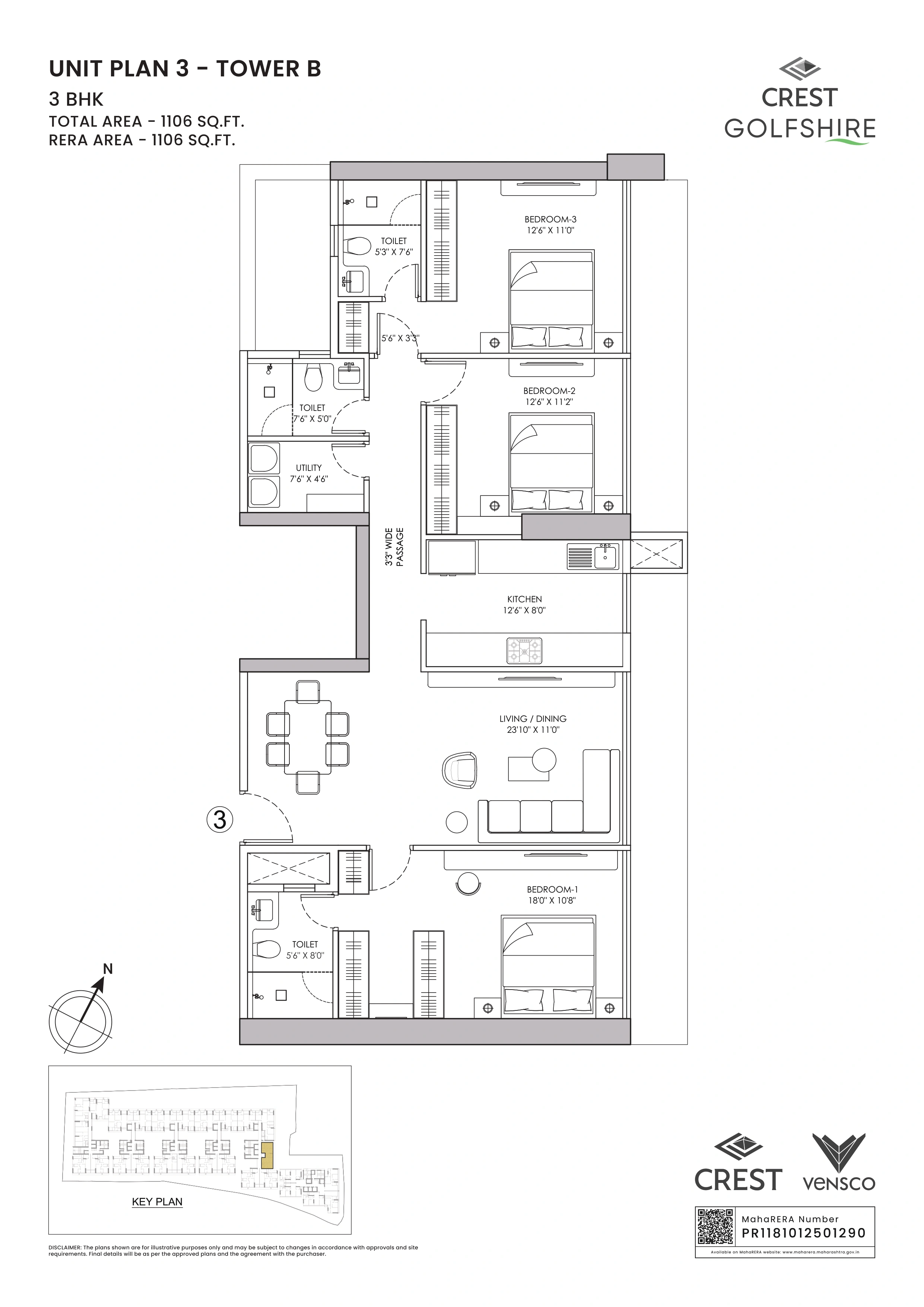 Unit plan - 1106 sq.ft.