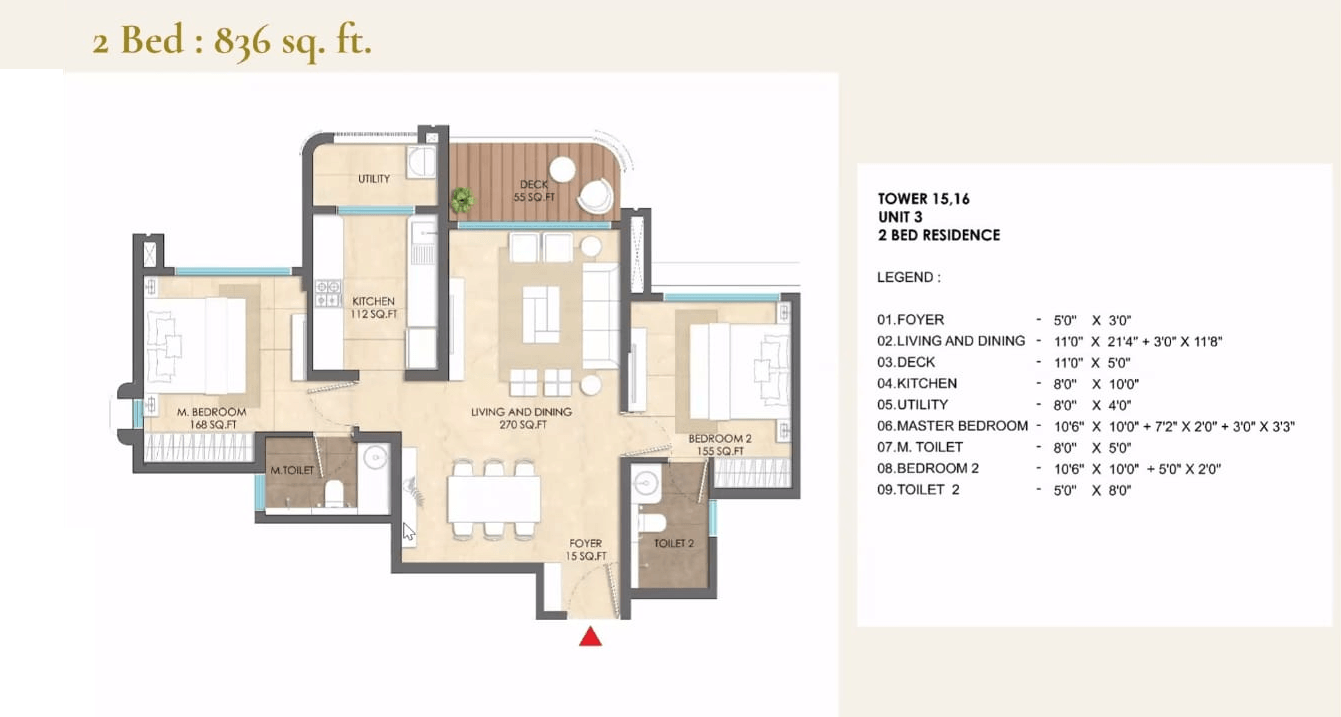 Unit plan - 836 sq.ft.