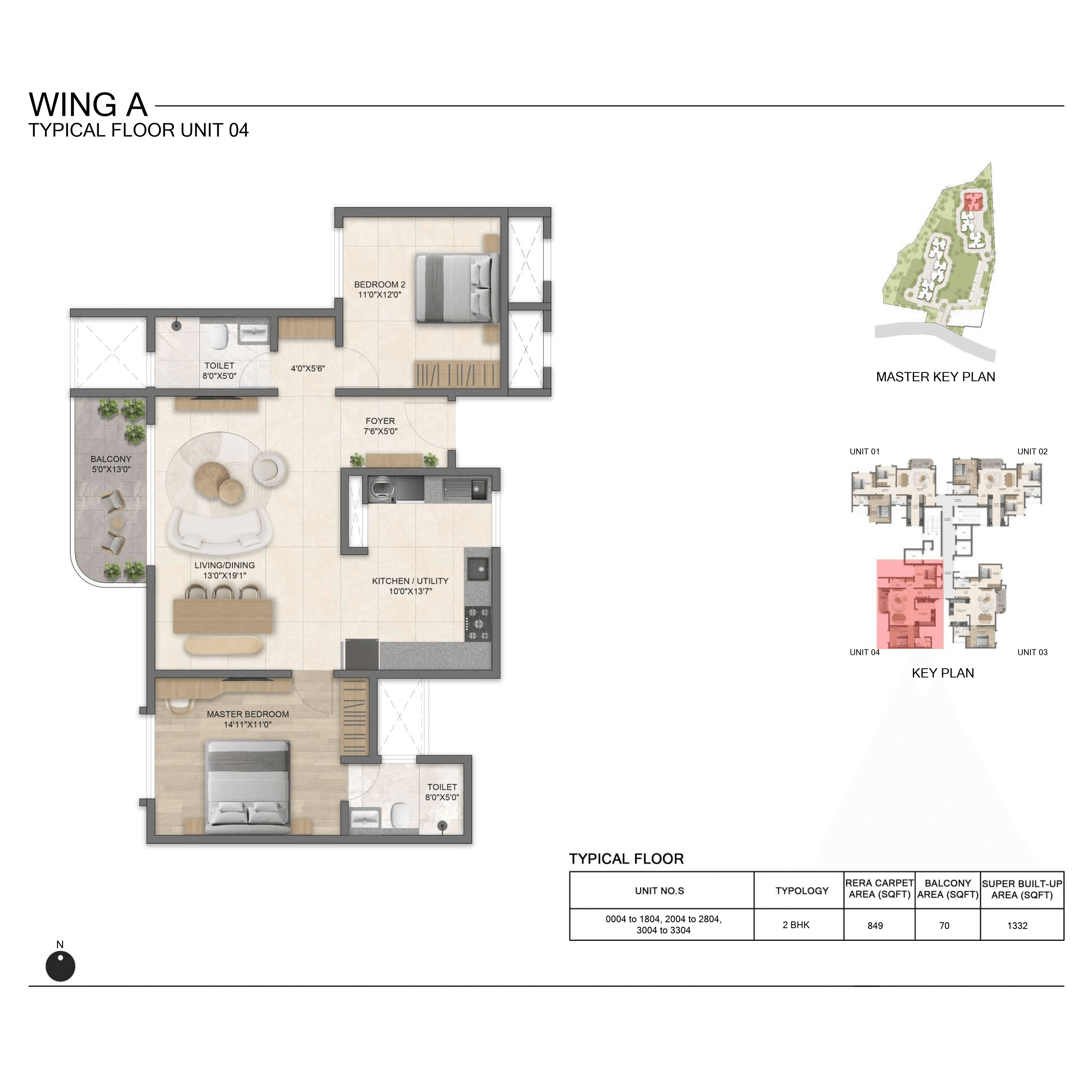 Bricks & Milestone Solcrest Unit plan - 919 sq.ft.