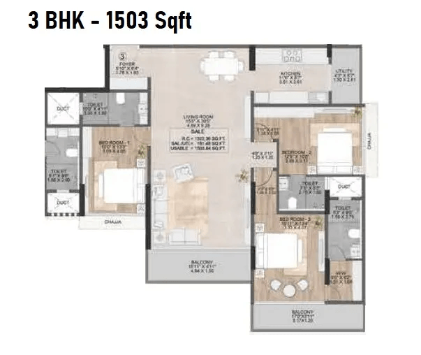 Unit plan - 1503 sq.ft.