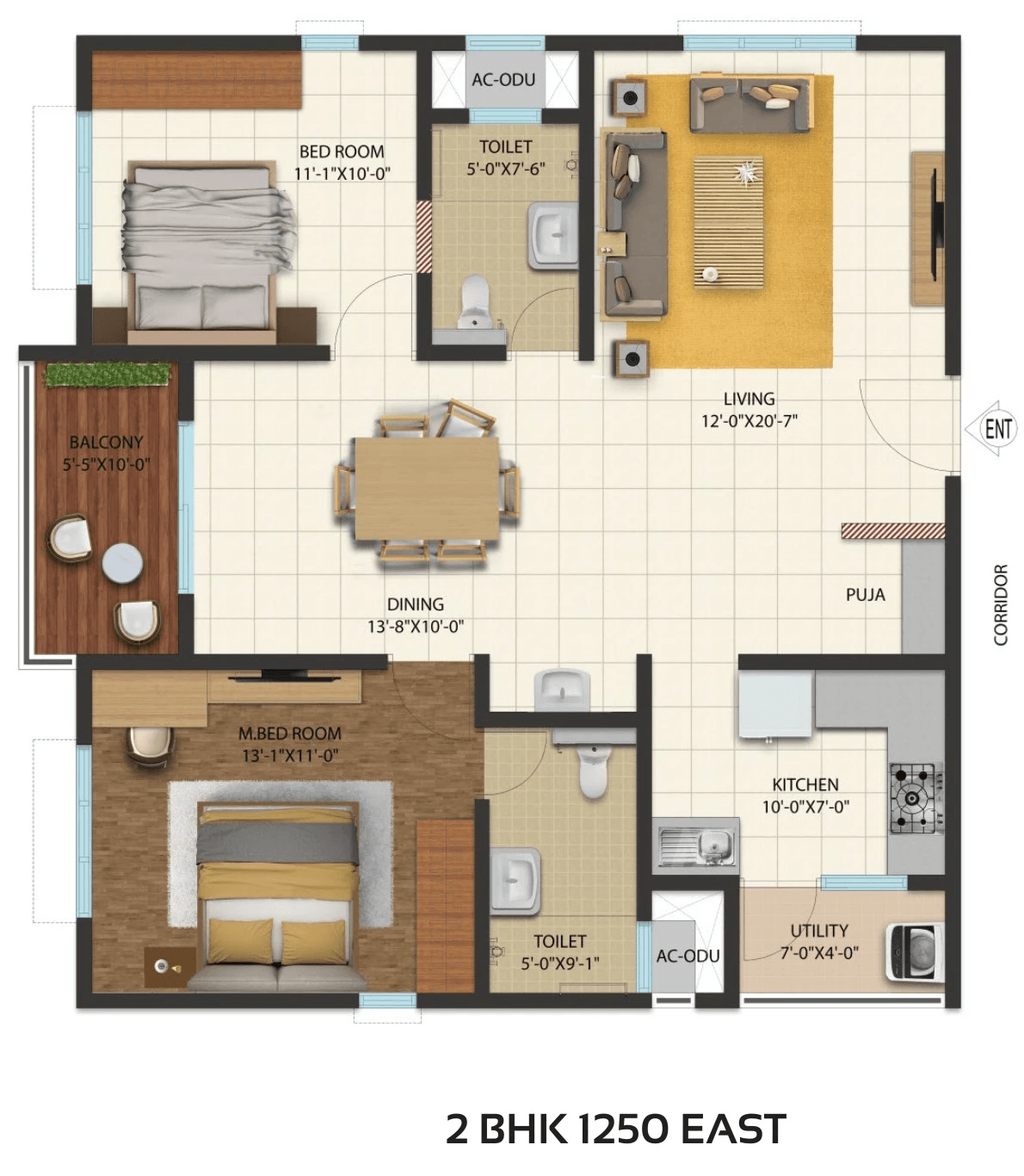Unit plan - 844 sq.ft.