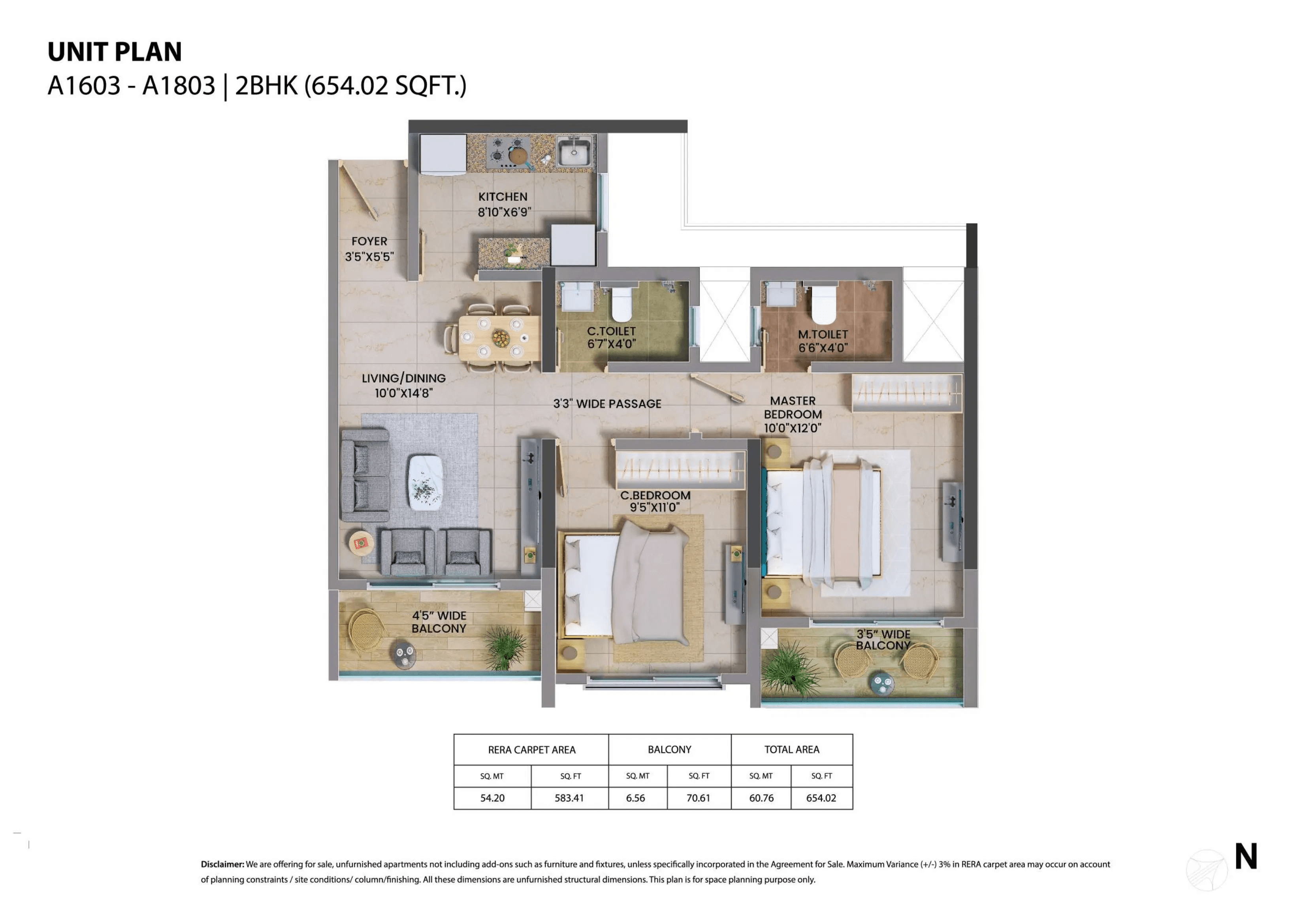 Shapoorji BKC 9 Unit plan - 654 sq.ft.