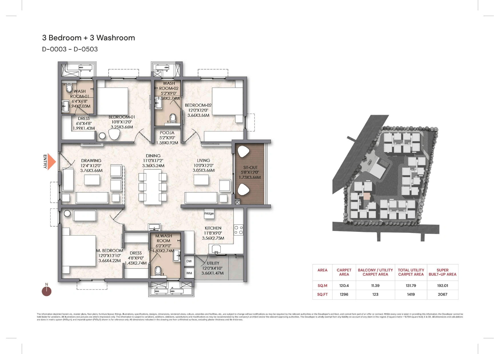 Unit plan - 1296 sq.ft.
