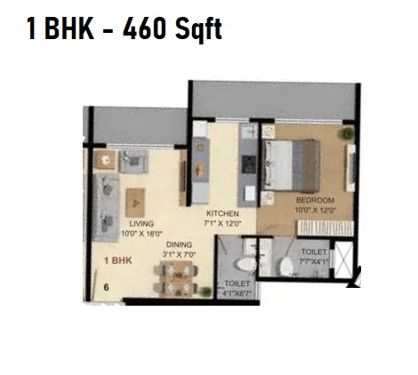 JDN Cornerstone Unit plan - 460 sq.ft.