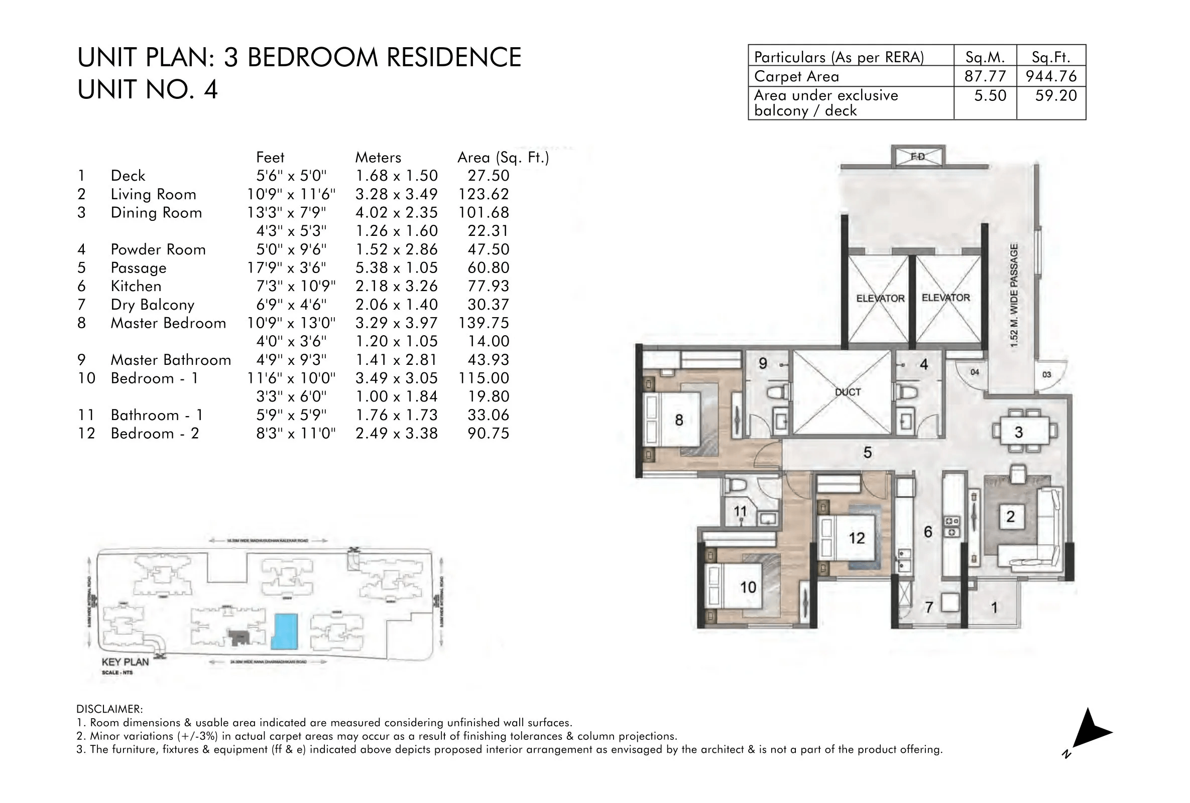 Rustomjee Seasons Unit plan - 1004 sq.ft.