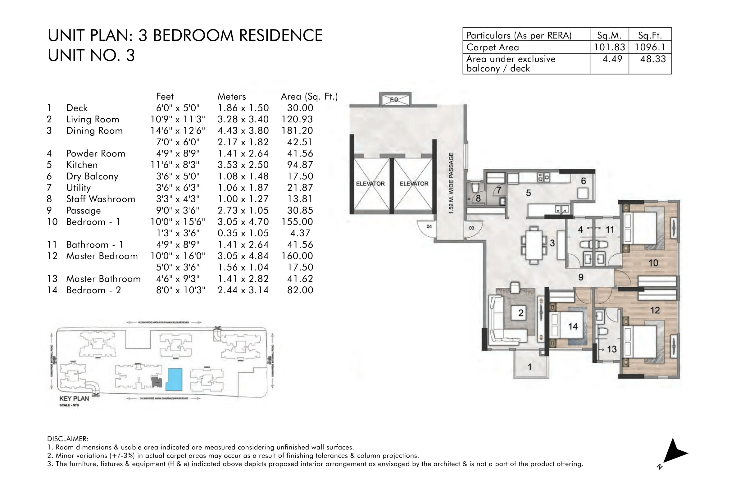 Rustomjee Seasons Unit plan - 1096 sq.ft.