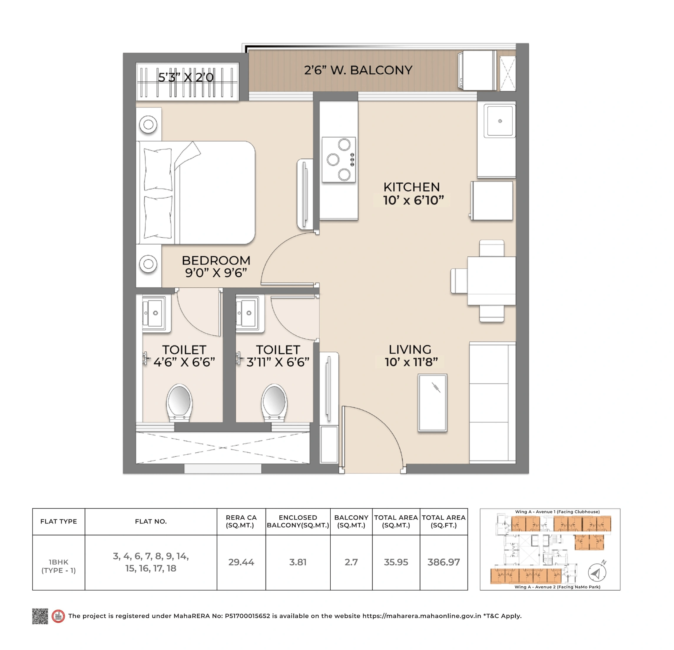 Unit plan - 387 sq.ft.