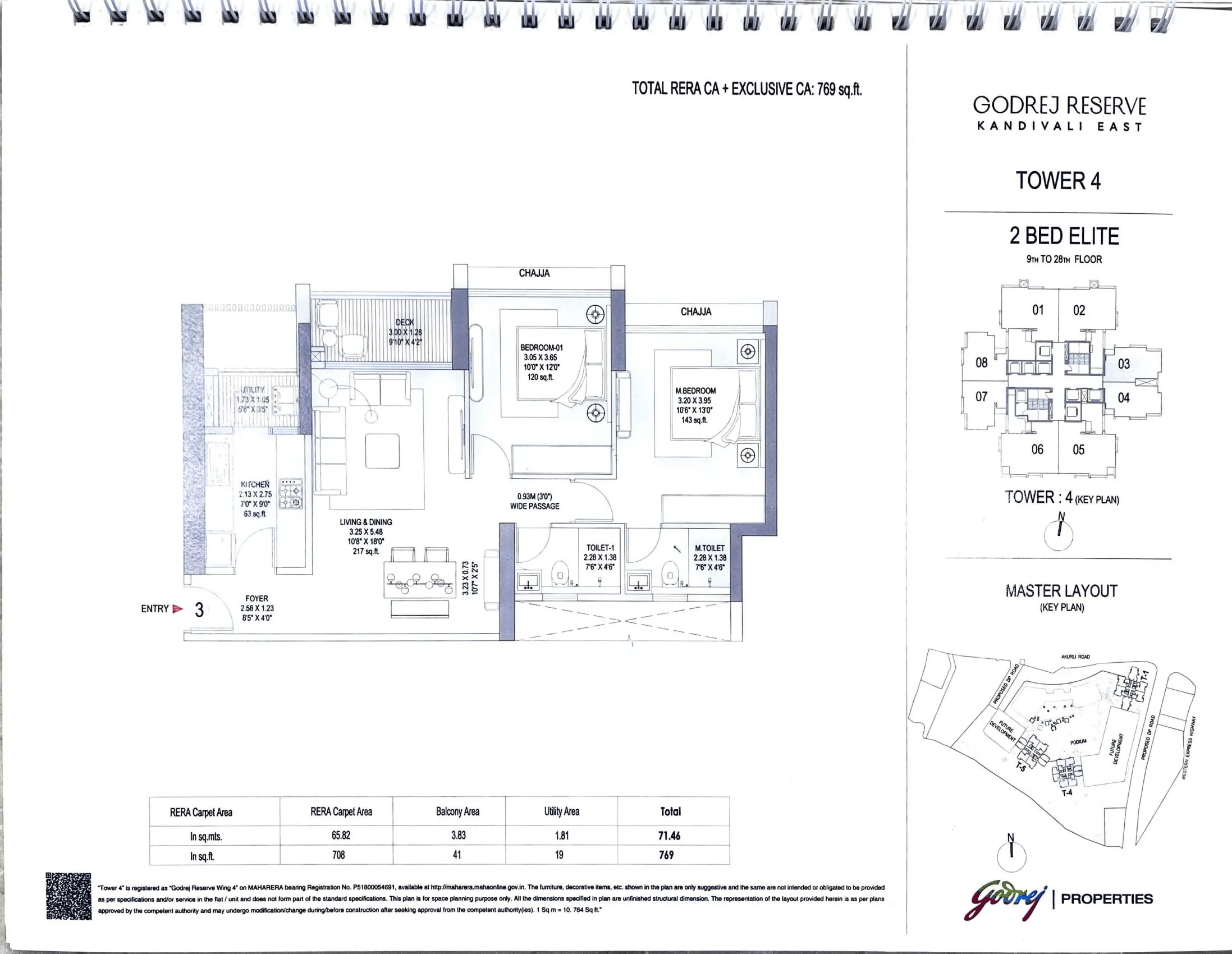 Godrej Reserve Unit plan - 769 sq.ft.