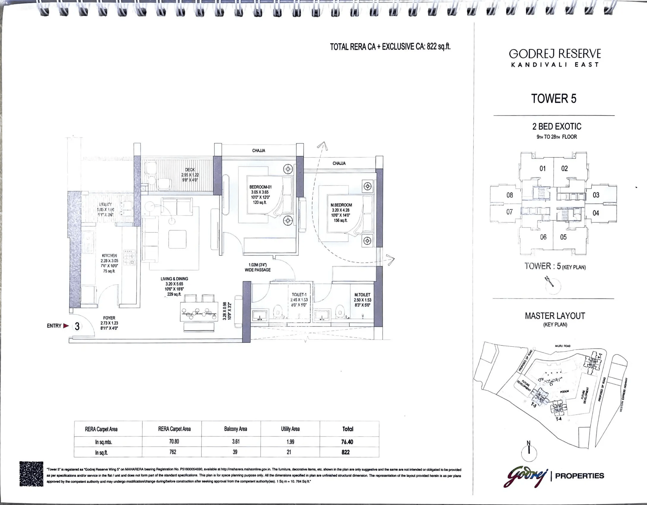 Godrej Reserve Unit plan - 822 sq.ft.