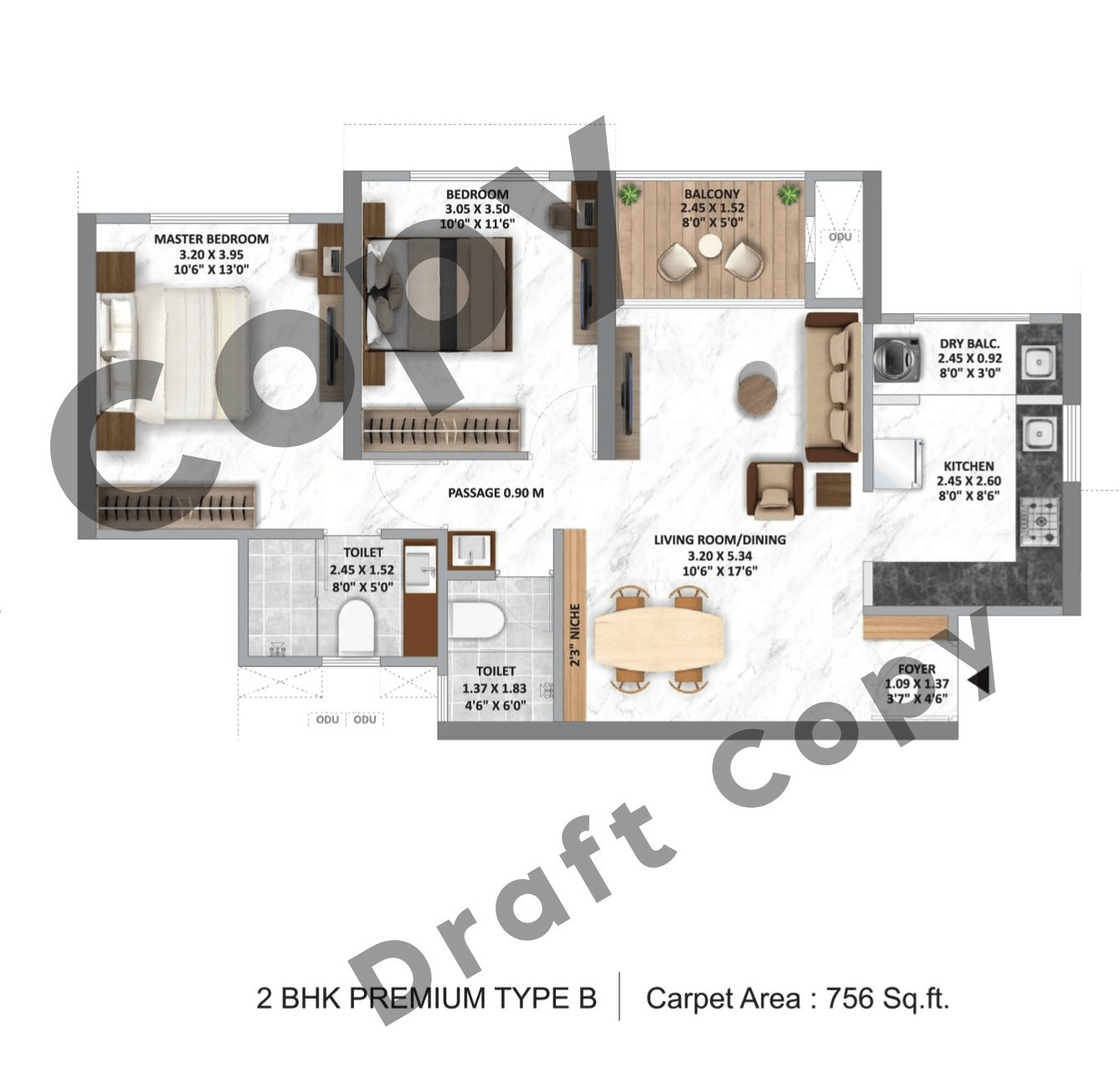 Unit plan - 756 sq.ft.