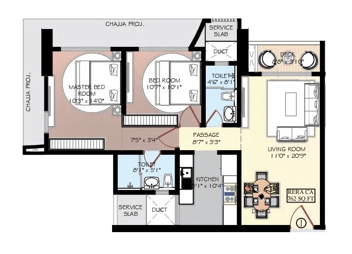 Unit plan - 762 sq.ft.
