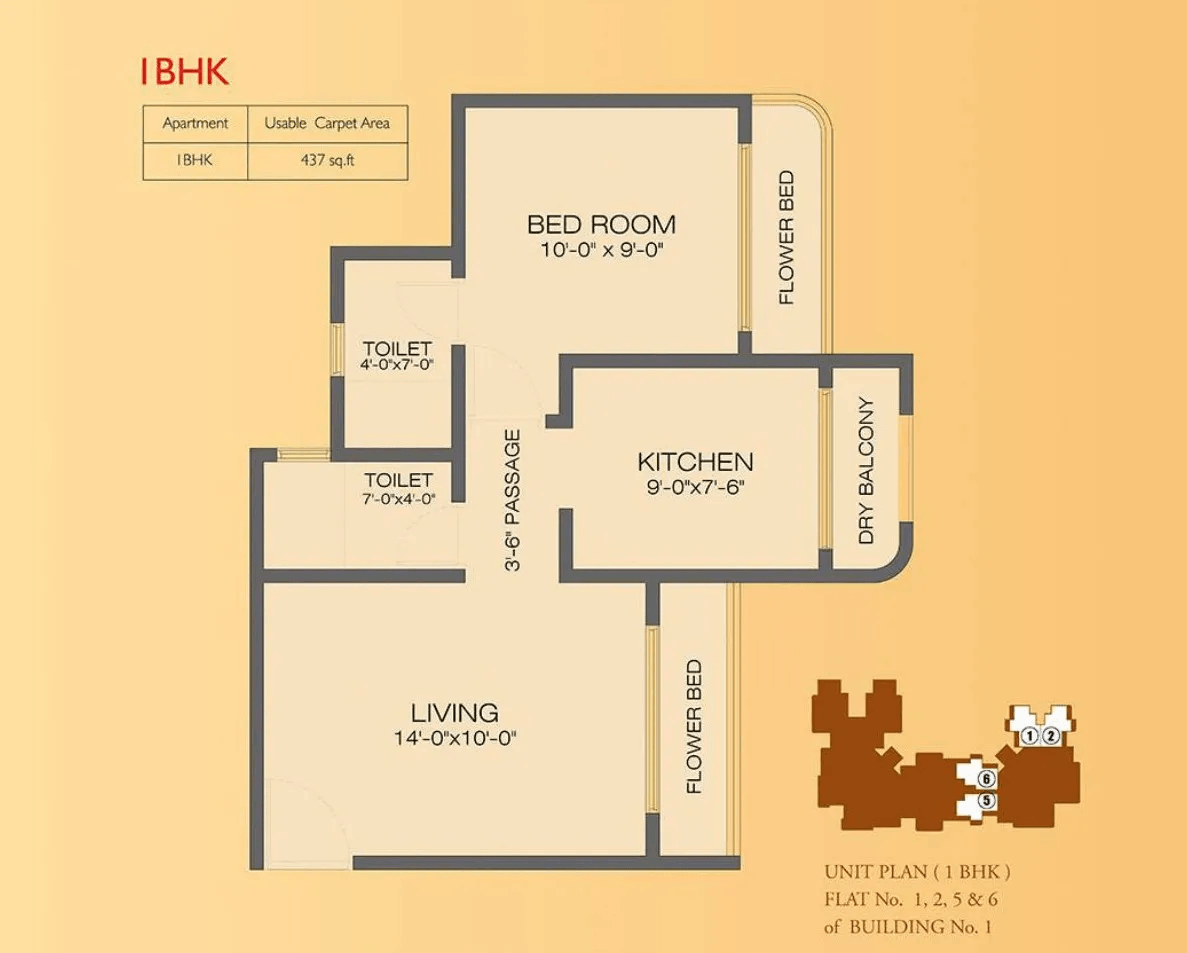 Origin Oriana Unit plan - 437 sq.ft.
