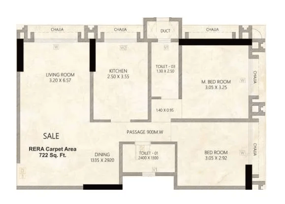 Rudua 27 Vidya Unit plan - 722 sq.ft.