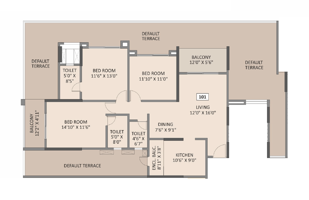 Cristallo The Arista Unit plan - 1605 sq.ft.