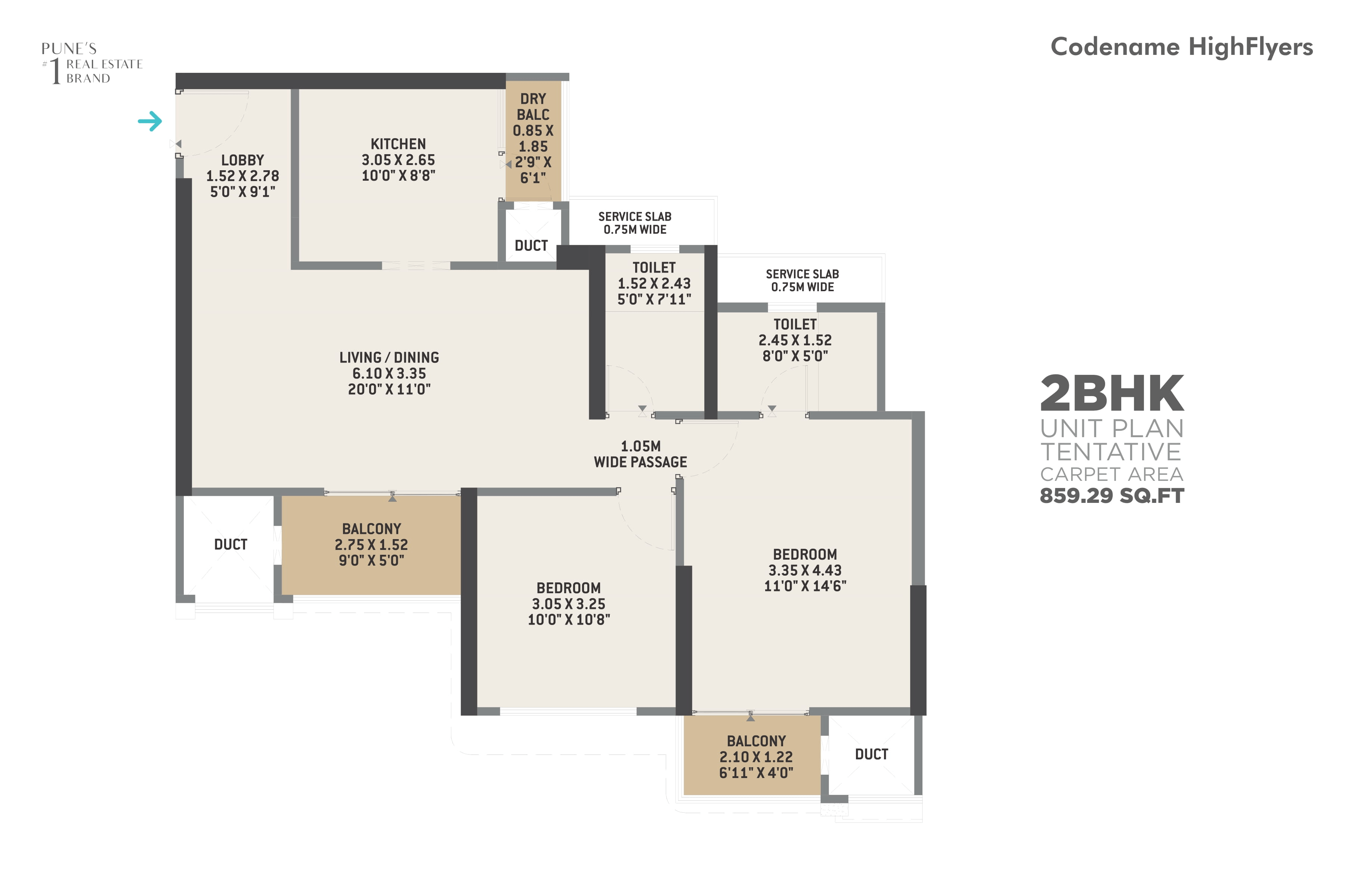 VTP Monarque Unit plan - 859 sq.ft.