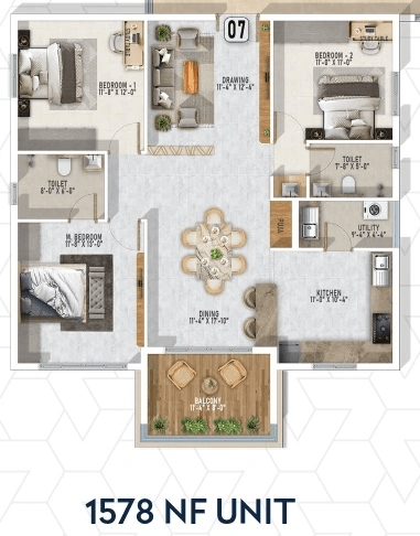 Unit plan - 999 sq.ft.