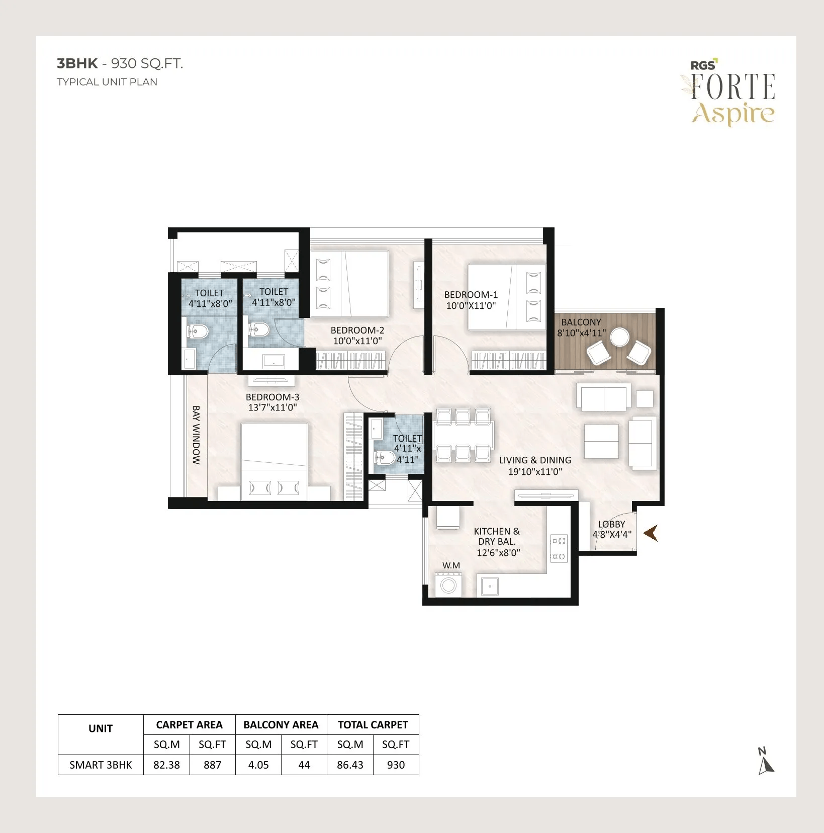 RGS Forte Aspire Unit plan - 930 sq.ft.