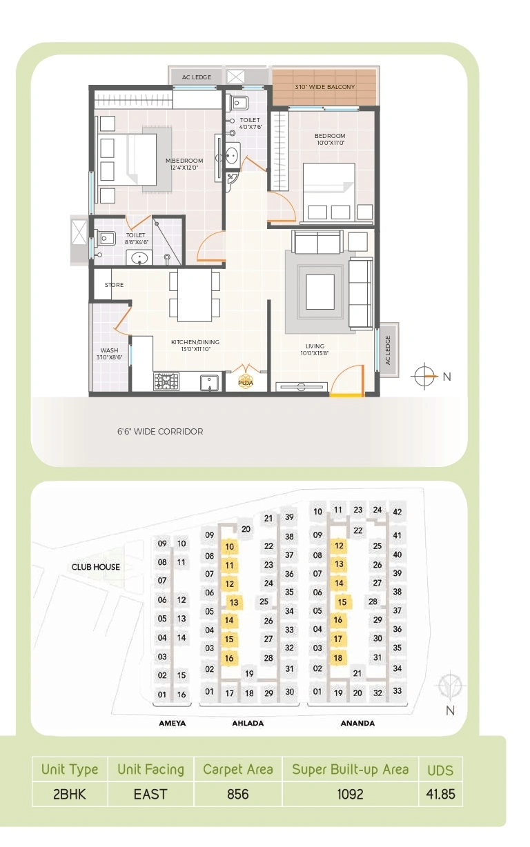 Unit plan - 856 sq.ft.