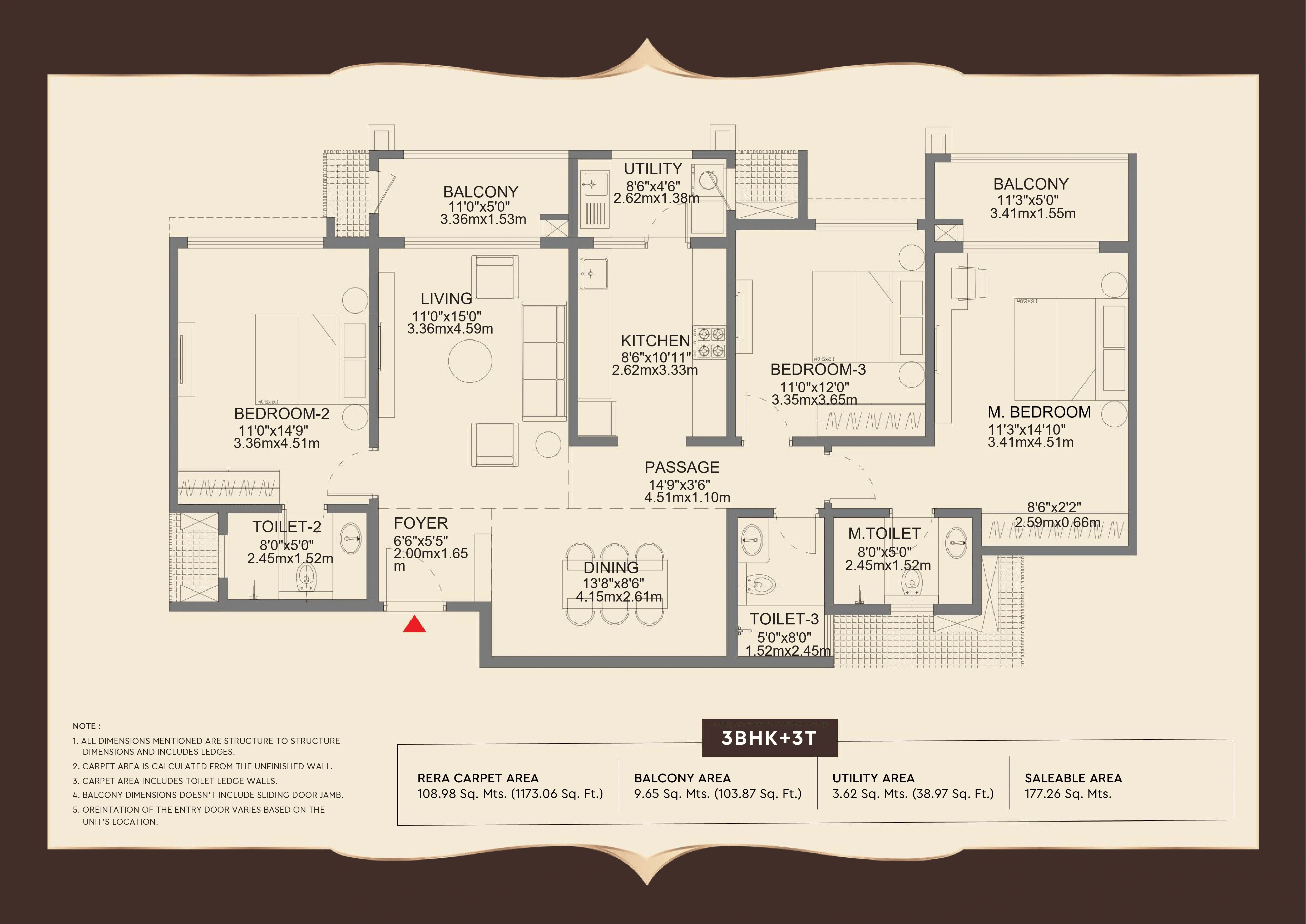 Godrej Yelahanka Unit plan - 1330 sq.ft.