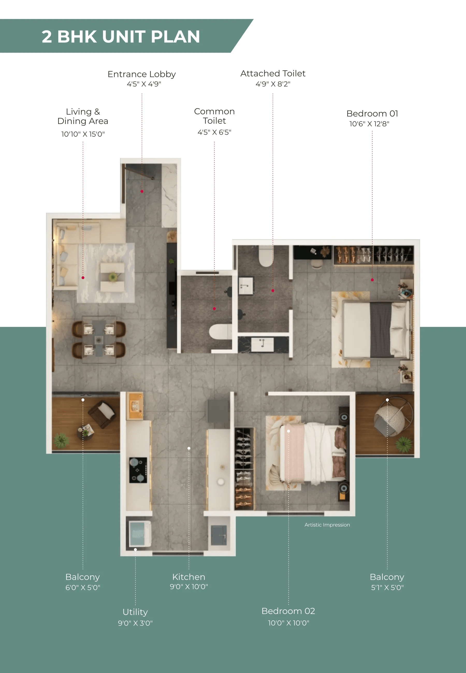 Runaa Saukhyam Unit plan - 727 sq.ft.