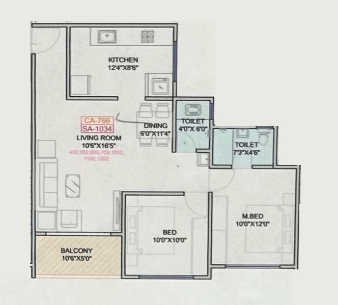 Keshav Tathastu Unit plan - 766 sq.ft.