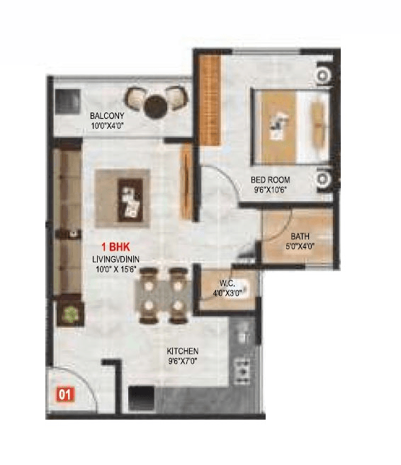 Amarnath River Nest Unit plan - 465 sq.ft.