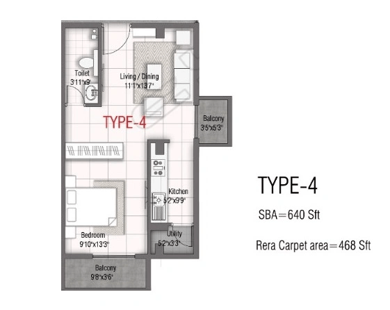 GR Samskruthi Unit plan - 468 sq.ft.