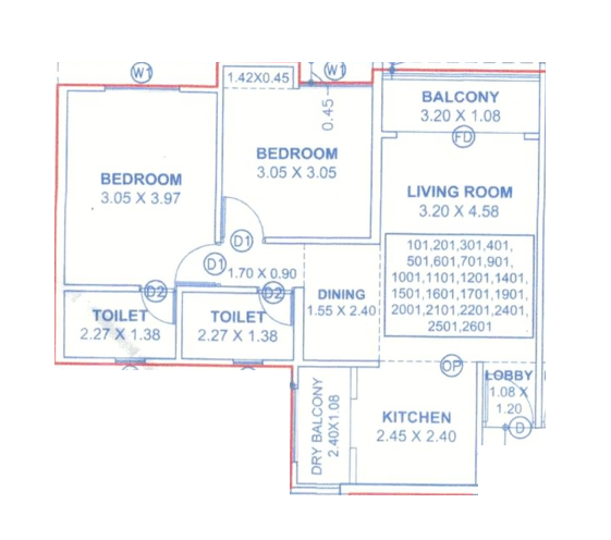 Kohinoor Avantara Unit plan - 704 sq.ft.