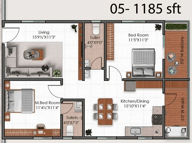 Unit plan - 738 sq.ft.