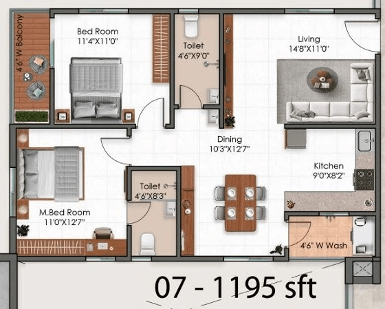 Magna Solitaire Unit plan - 772 sq.ft.