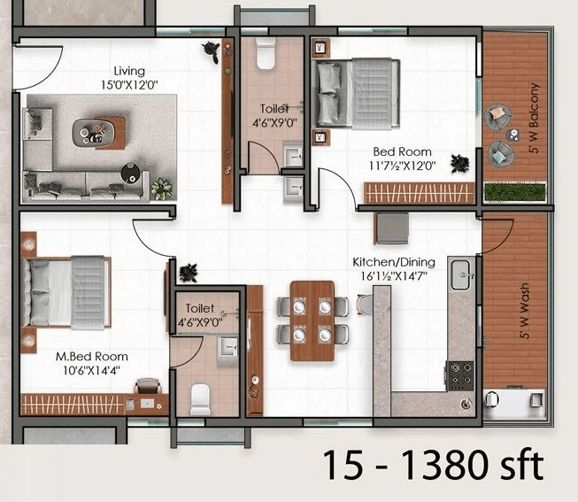 Magna Solitaire Unit plan - 828 sq.ft.