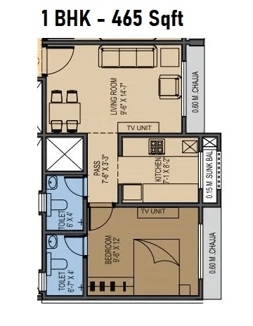 RNA NG Platinum City Unit plan - 465 sq.ft.