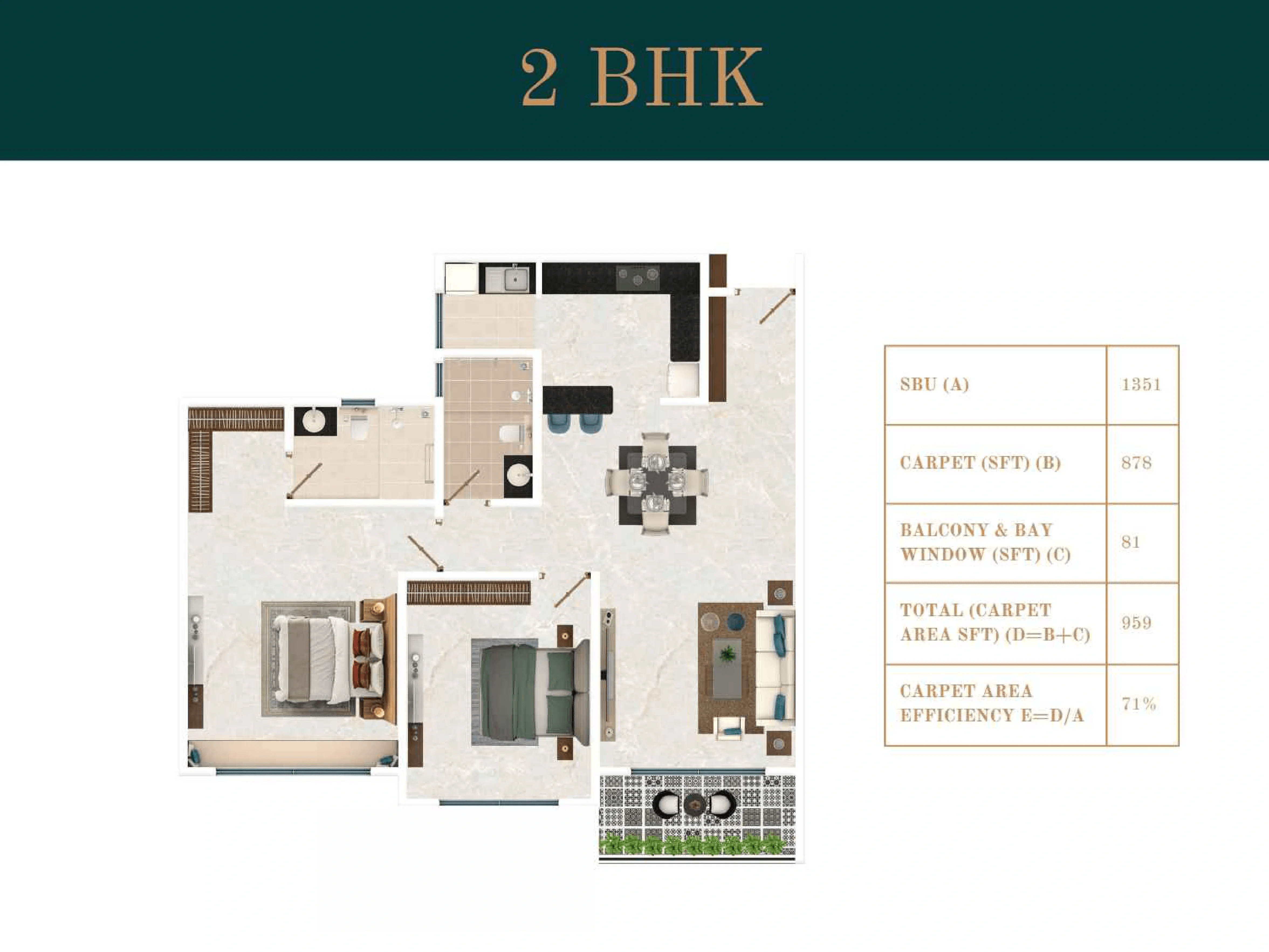 Unit plan - 878 sq.ft.