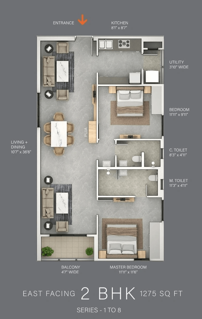 Terminus The Line Unit plan - 879 sq.ft.