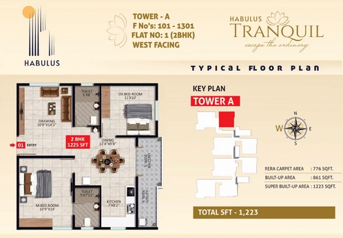 Habulus Tranquil Unit plan - 782 sq.ft.