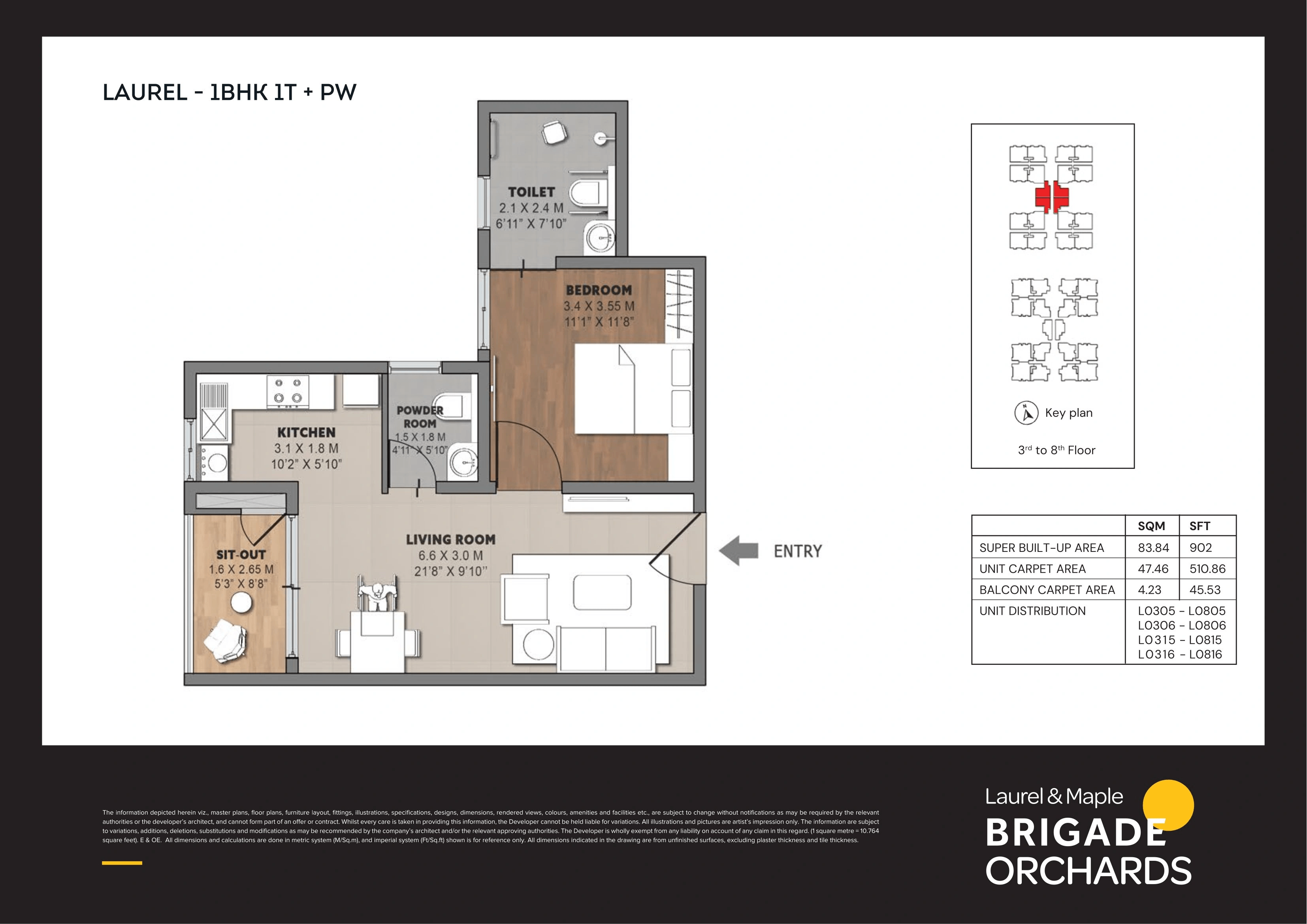 Laurel & Maple at Brigade Orchards Unit plan - 586 sq.ft.