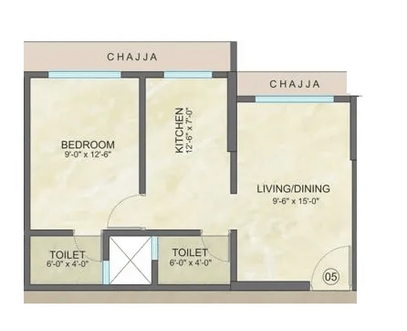 Unit plan - 412 sq.ft.