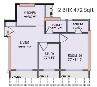 Gami Avant Unit plan - 472 sq.ft.