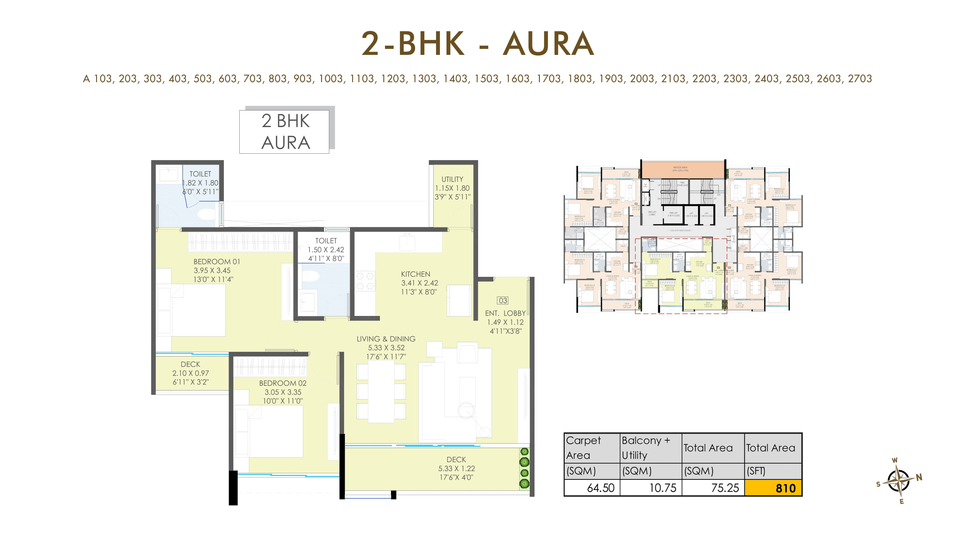 Esbee Mizura Residences Unit plan - 810 sq.ft.