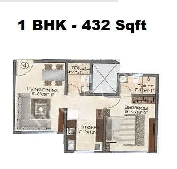 Unit plan - 432 sq.ft.