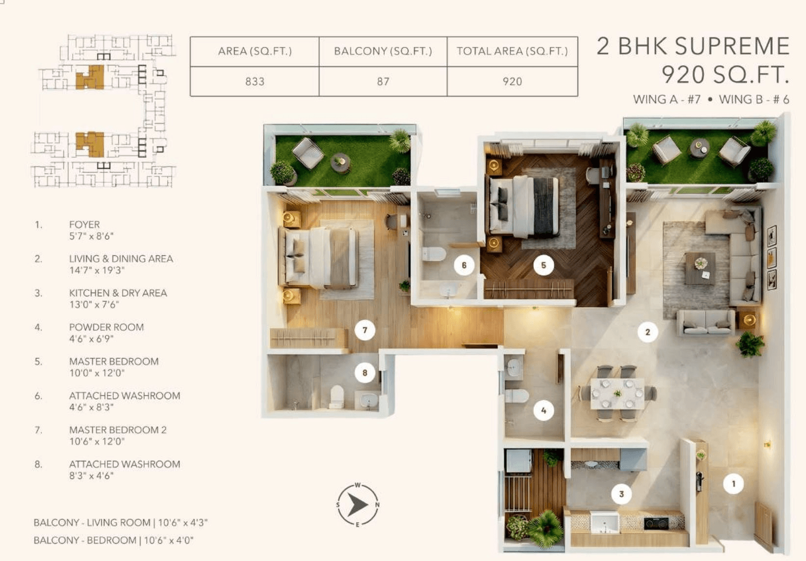 Raghav Reserve Unit plan - 920 sq.ft.