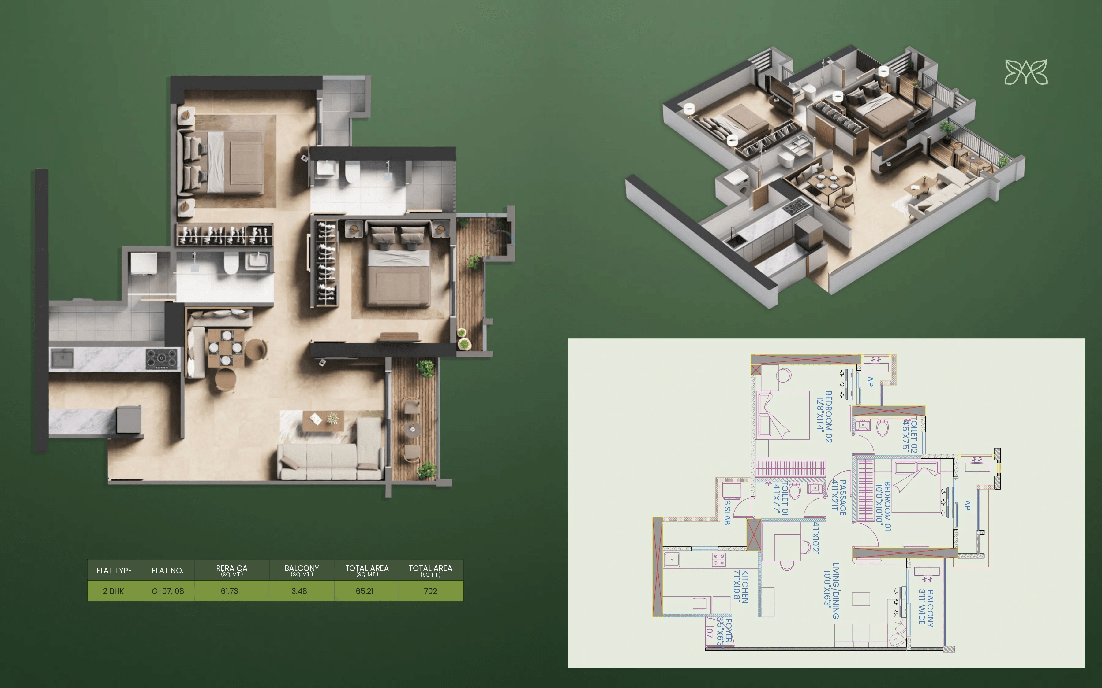 Squarefeet Avatara Forest Kingdom Unit plan - 702 sq.ft.