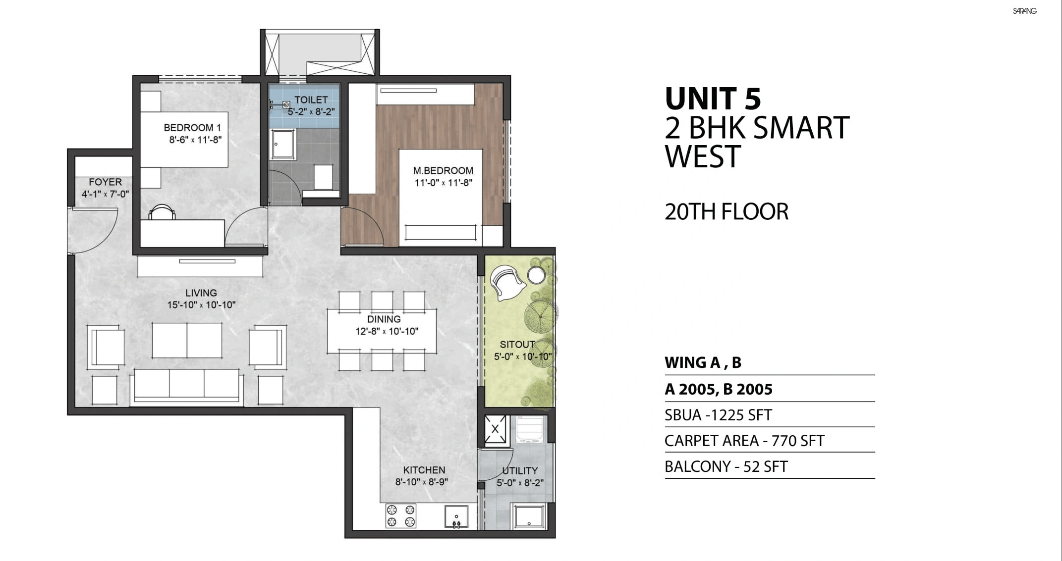 Unit plan - 820 sq.ft.