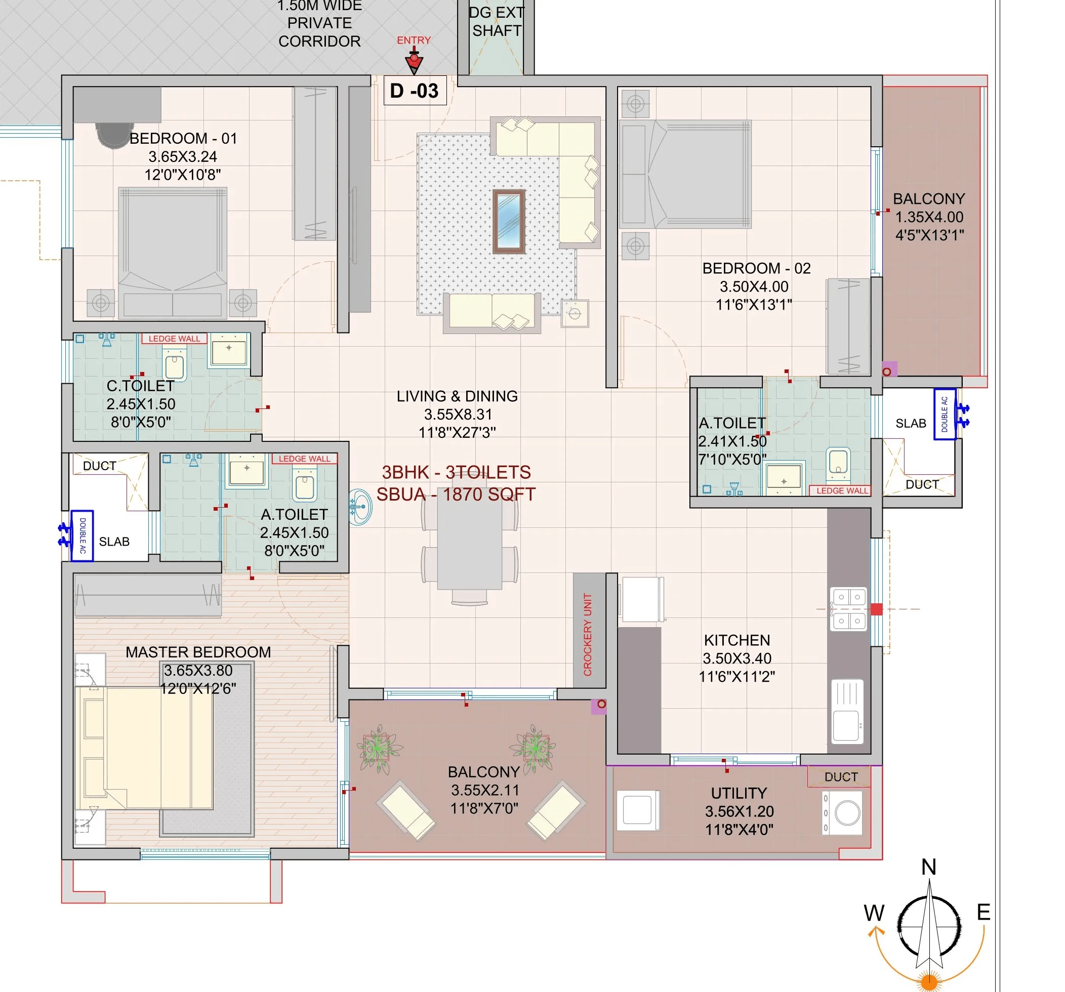 Myhna Vistara Unit plan - 1346 sq.ft.