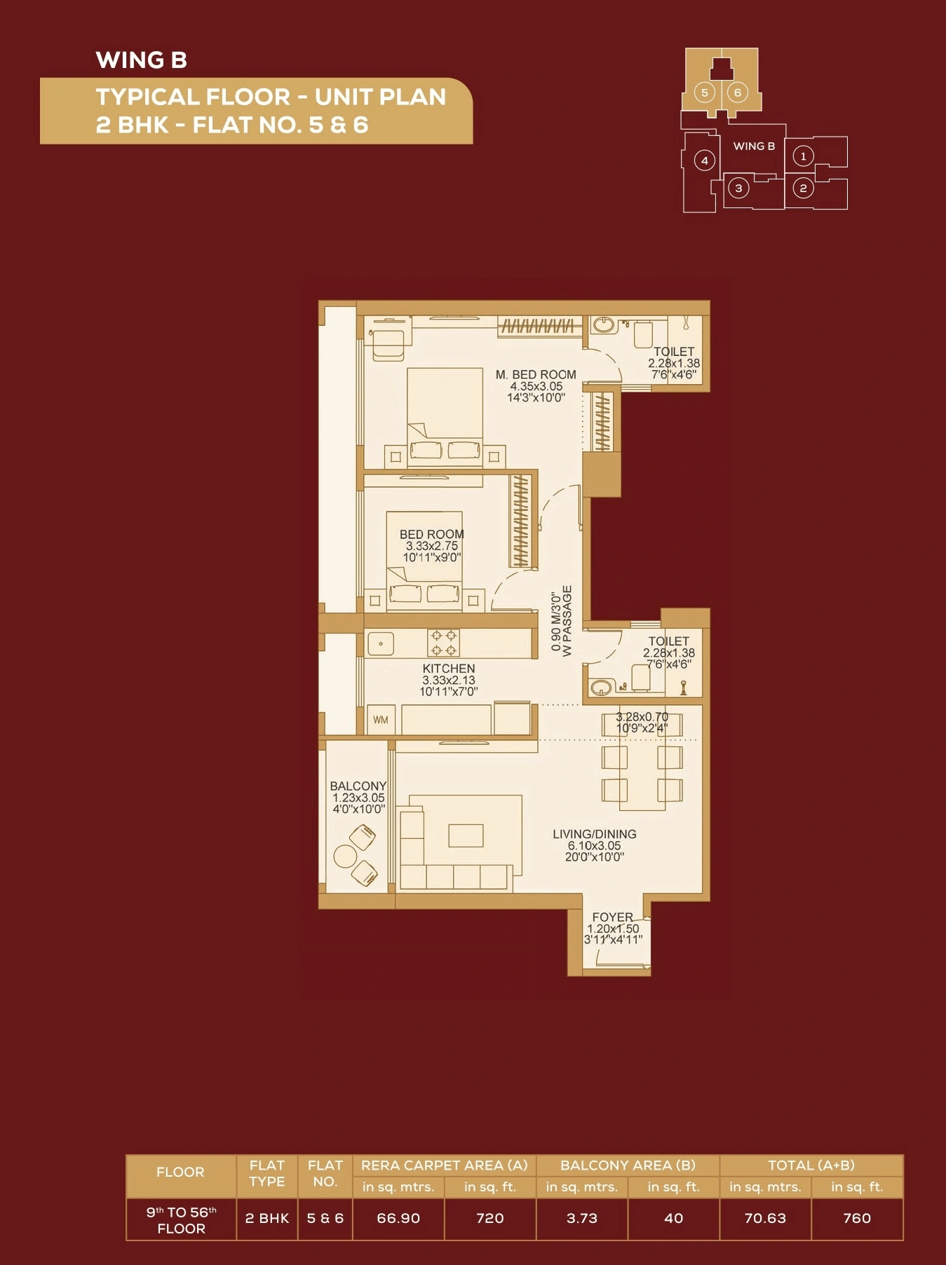 Dosti 604 Unit plan - 760 sq.ft.